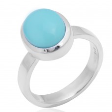 Natural Turquoise 11x9mm Oval Gemstone 925 Silver Gold Plated Ring